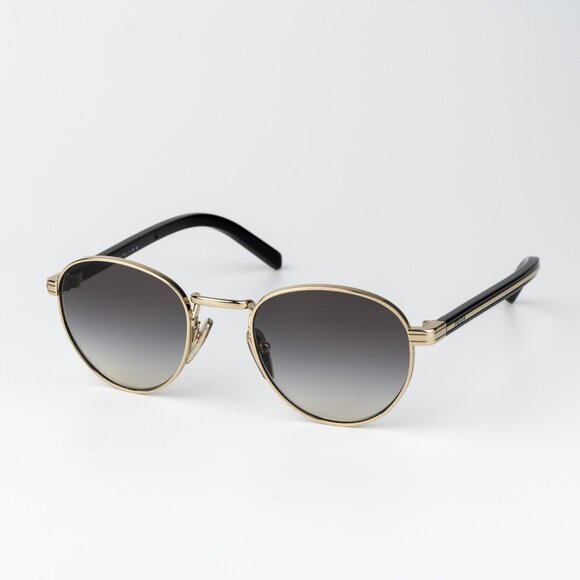 Prada Men Sunglasses Gold Grey Gradient Round PRB52S ZVN02C NEW AUTHENTIC - Picture 1 of 11